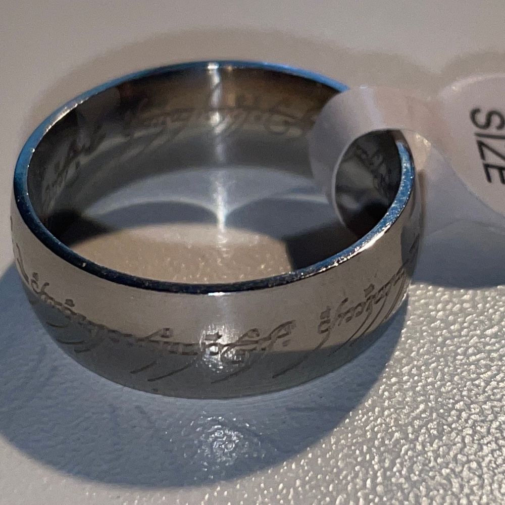 Lord of the Rings Ring in Stainless. Size 8 & 10  in Titanium 6mm wide band